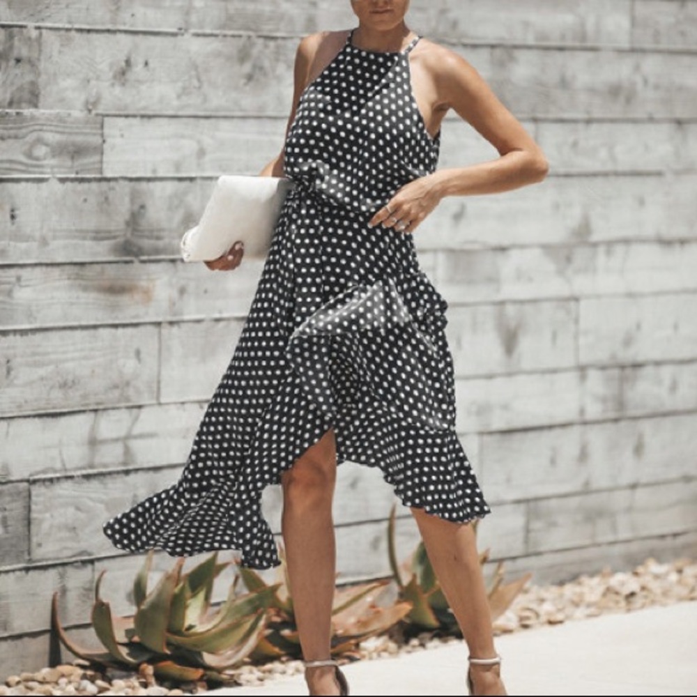 Polka dot halter dress | 90s Summer Dress | Size S, XL, XXL